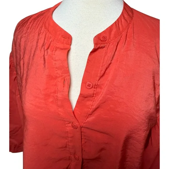 Fate Far From Over Puff Sleeve Red Button-Up Blouse-Size Medium - Picture 2 of 8